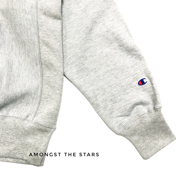 Champion Reverse Weave Chenille Logo Grey Crewneck - Picture 5 of 8